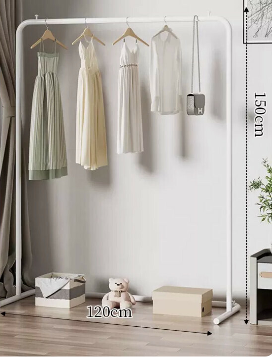 Popular multifunctional coat rack, clothes drying rack, simple hanging wardrobe, clothes drying rack [120*150-U-shaped model] 25 diameter/extra thick and thickened/cream white]