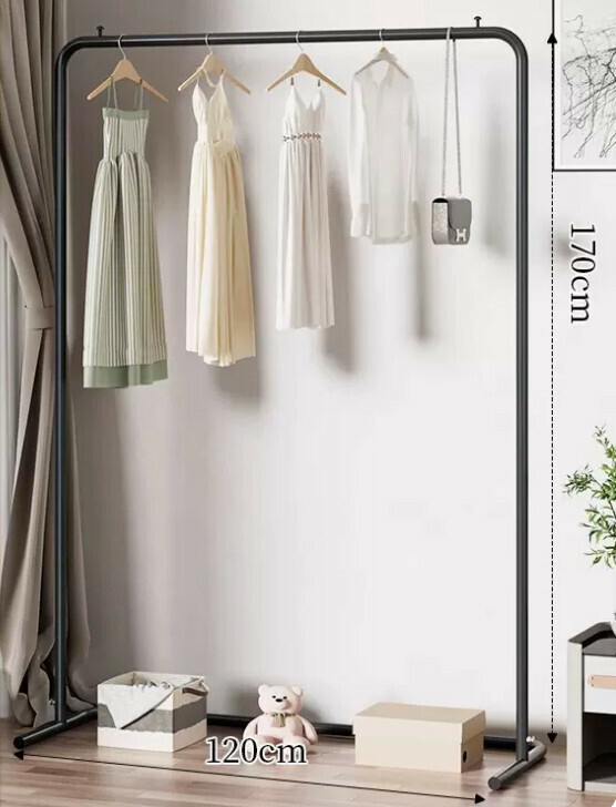 Popular multifunctional coat rack, clothes drying rack, simple hanging wardrobe, clothes drying rack [120*170-U-shaped model] 25 pipe diameter/extra thick and thickened/elegant black]