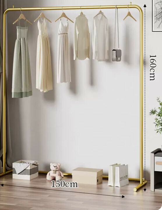 Popular multifunctional coat rack, clothes drying rack, simple hanging wardrobe, clothes drying rack [150*160-U-shaped model] 25 diameter/extra thick and thickened/light luxury gold]