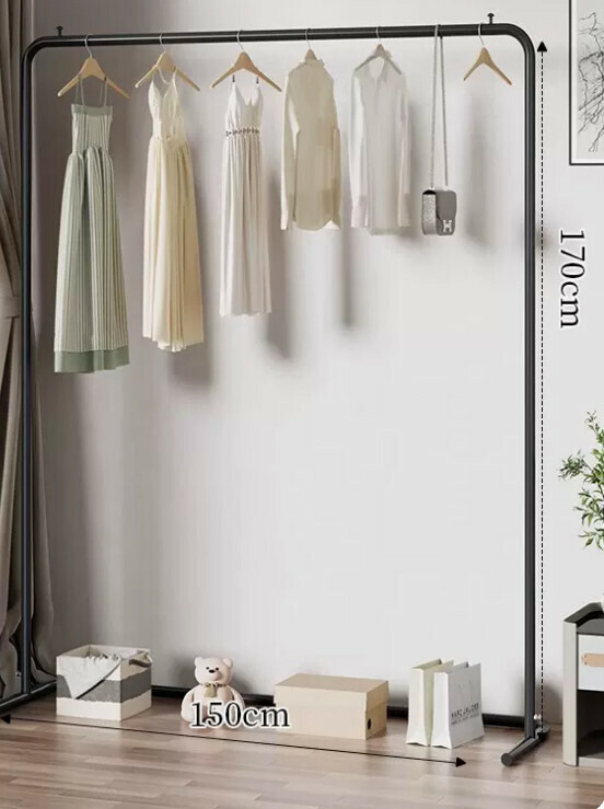 Popular multifunctional coat rack, clothes drying rack, simple hanging wardrobe, clothes drying rack [150*170-U-shaped model] 25 diameter/extra thick and thickened/elegant black]