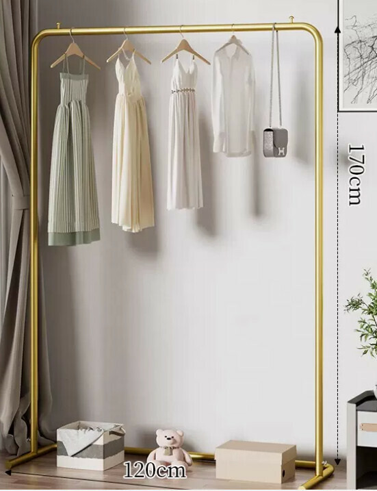 Popular multifunctional coat rack, clothes drying rack, simple hanging wardrobe, clothes drying rack [120*170-U-shaped model] 25 diameter/extra thick and thickened/light luxury gold]