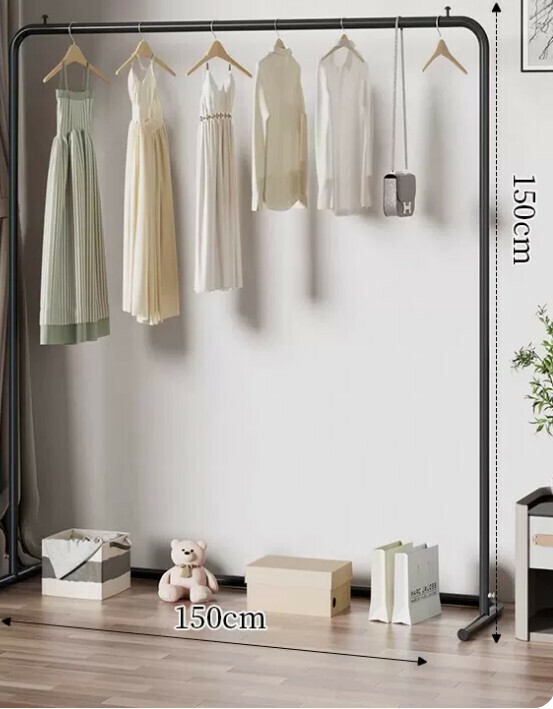 Popular multifunctional coat rack, clothes drying rack, simple hanging wardrobe, clothes drying rack [150*150-U-shaped model] 25 pipe diameter/extra thick and thickened/elegant black]