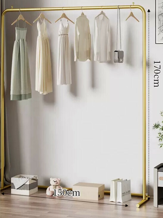 Popular multifunctional coat rack, clothes drying rack, simple hanging wardrobe, clothes drying rack [150*170-U-shaped model] 25 pipe diameter/extra thick and thickened/light luxury gold]