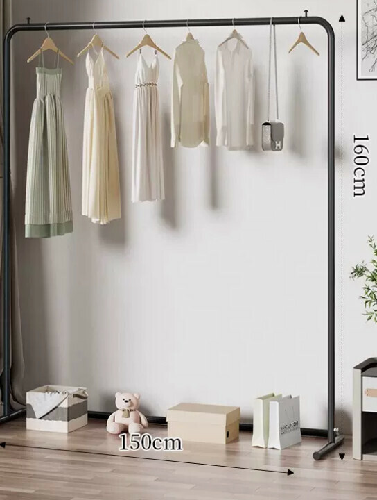 Popular multifunctional coat rack, clothes drying rack, simple hanging wardrobe, clothes drying rack [150*160-U-shaped model] 25 diameter/extra thick and thickened/elegant black]