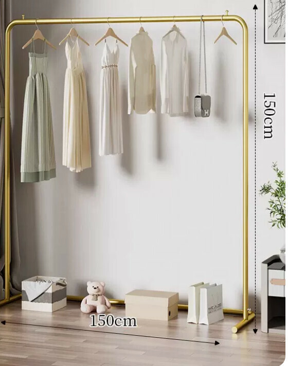 Popular multifunctional coat rack, clothes drying rack, simple hanging wardrobe, clothes drying rack [150*150-U-shaped model] 25 pipe diameter/extra thick and thickened/light luxury gold]