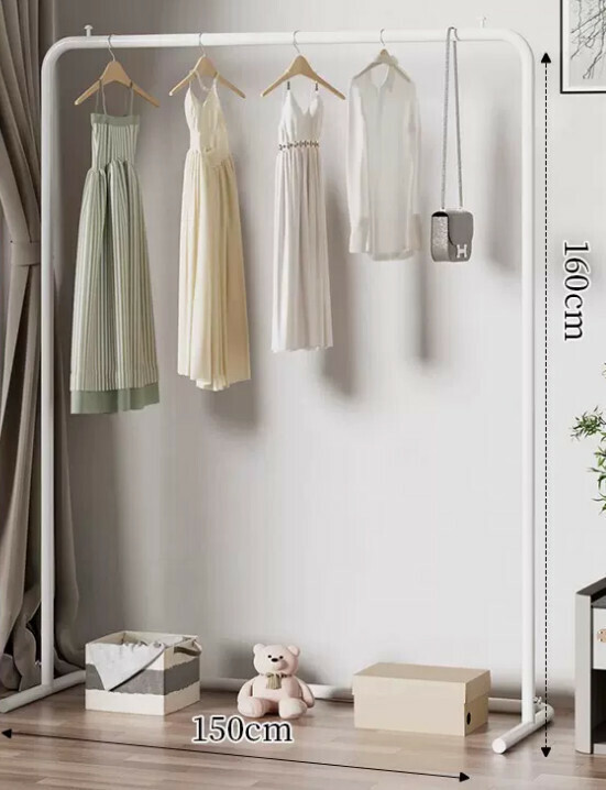 Popular multifunctional coat rack, clothes drying rack, simple hanging wardrobe, clothes drying rack [150*160-U-shaped model] 25 diameter/extra thick and thickened/cream white]