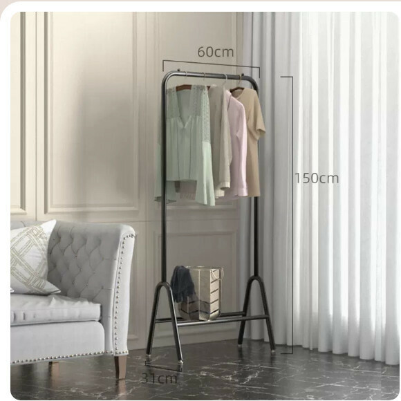 Popular multifunctional clothes drying rack, coat rack, hanging rack, simple hanging wardrobe, clothes drying rack [standard bedroom version - elegant black - 60cm] [size: (large)]