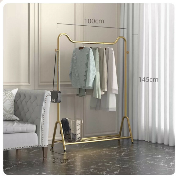 Popular multifunctional clothes drying rack, coat rack, hanging rack, simple hanging wardrobe, clothes drying rack [Cute Cat-Light Luxury Gold-100cm] [Size: (Large)]