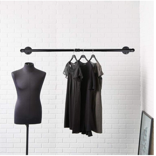 Popular black metal wall-mounted clothes hanger (black, 84.5*27cm)