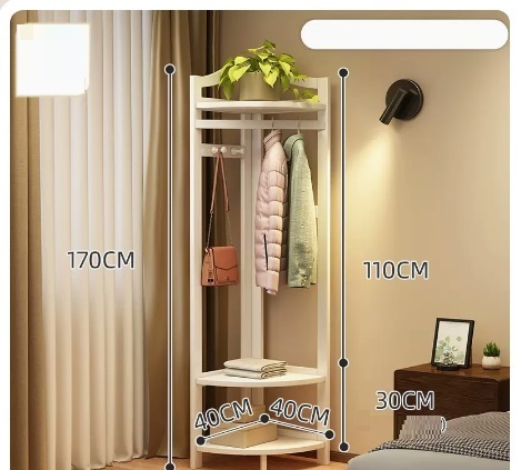 Popular multifunctional coat rack (white, classic corner style 170*110*40CM)
