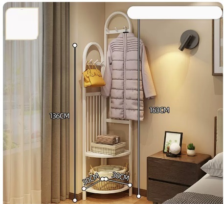 Popular multifunctional coat rack (small white, arc corner model 136*163*30CM)