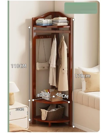 Popular multifunctional coat rack (red, classic corner style 170*110*40CM)