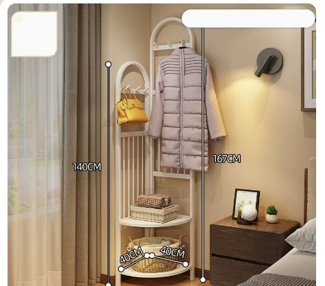 Popular multifunctional coat rack (large white arc corner model 140*167*40CM)