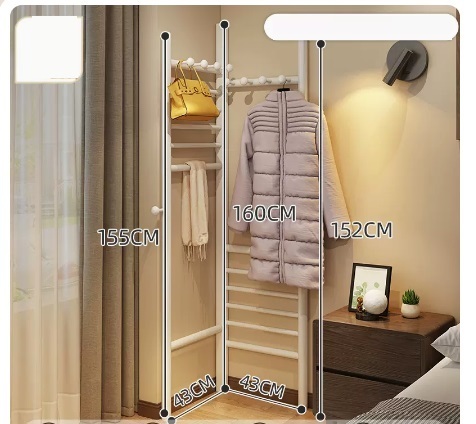 Popular multifunctional coat rack (large white, two-way inside and outside, 160*155*43CM)