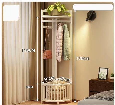 Popular multi-functional coat rack (white mesh pocket corner style 110*170*40CM)