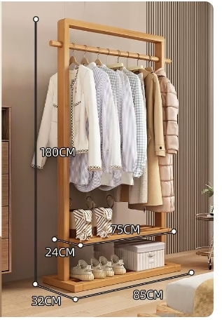 Popular floor-standing solid wood coat rack (high-end and taller model - solid wood color 85CM)