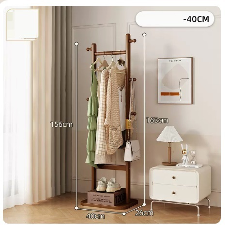 Popular floor-standing solid wood coat rack (classic model - brown 40CM)