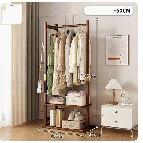 Popular floor-standing solid wood coat rack (flagship model - brown 60CM)