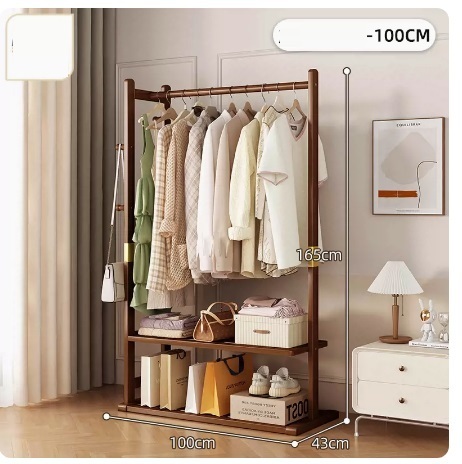 Popular floor-standing solid wood coat rack (flagship model - brown 100CM)