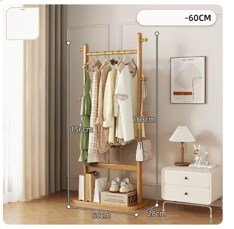 Popular floor-standing solid wood coat rack (classic style - original color 60CM)
