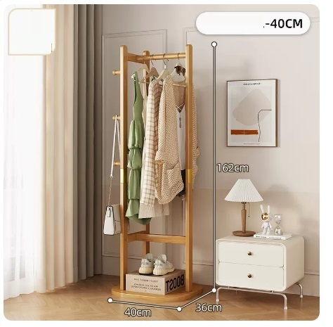 Popular floor-standing solid wood coat rack (upgraded model - original color 40CM)