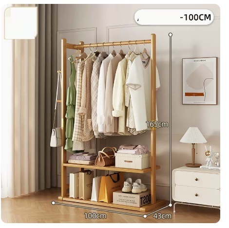 Popular floor-standing solid wood coat rack (flagship model - original color 100CM)