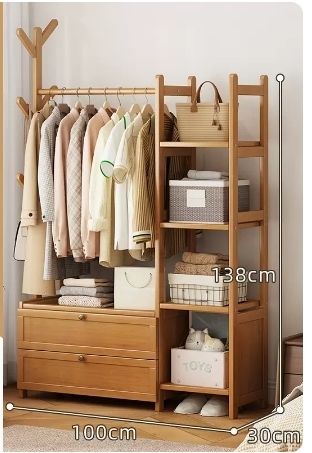 Popular fashion floor-standing coat rack (drawer style-original color 100*30*138CM)