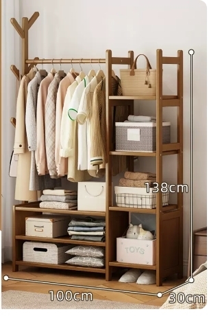 Popular fashion floor-standing coat rack (storage type-brown 100*30*138CM)