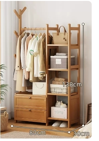 Popular fashion floor-standing coat rack (drawer style-original color 80*30*138CM)