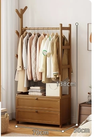 Popular fashionable floor-standing coat rack (drawer style-brown 70*30*138CM)