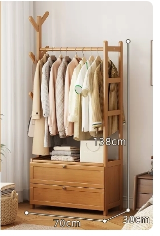 Popular fashion floor-standing coat rack (drawer style-original color 70*30*138CM)