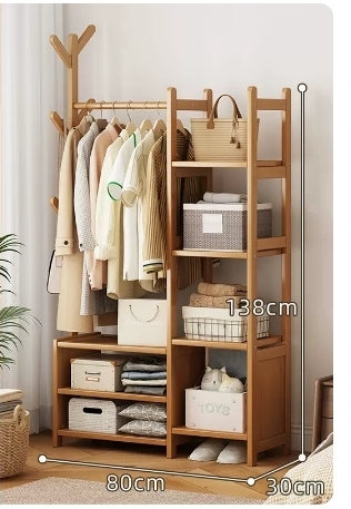 Popular fashionable floor-standing coat rack (storage type-original color 80*30*138CM)