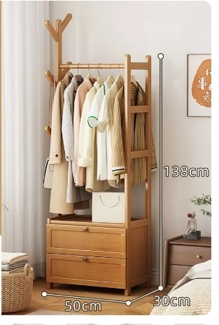 Popular fashion floor-standing coat rack (drawer style-original color 50*30*138CM)