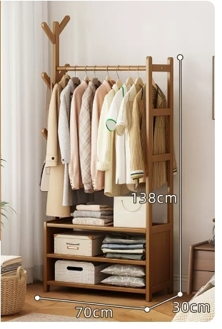 Popular fashion floor-standing coat rack (storage type-brown 70*30*138CM)