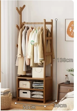 Popular fashion floor-standing coat rack (storage type-brown 50*30*138CM)