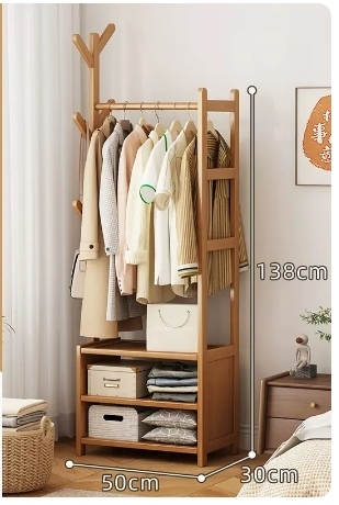 Popular fashion floor-standing coat rack (storage type-original color 50*30*138CM)