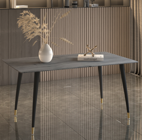 Popular light luxury style simple rectangular slate dining table (Vic gray/four legs/straight sides) (size: 70*130CM)