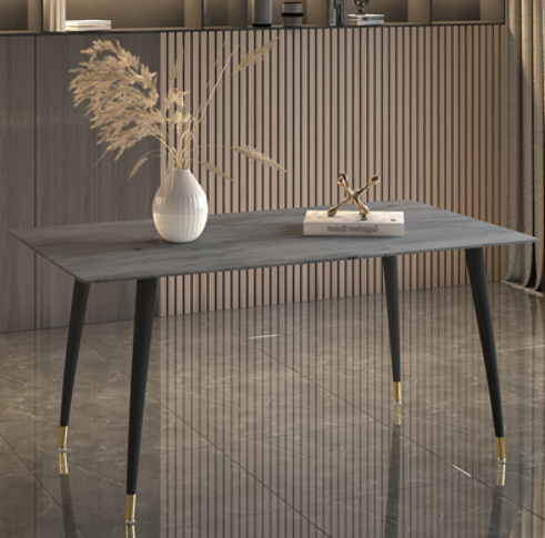 Popular light luxury style simple rectangular slate dining table (Vic gray/four legs/straight sides) (size: 80*140CM)