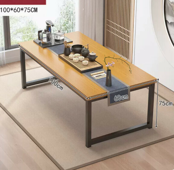 Hot style simple dining table (5cm thickened table - silver oak color) [size: length 100*width 60*height 75cm]
