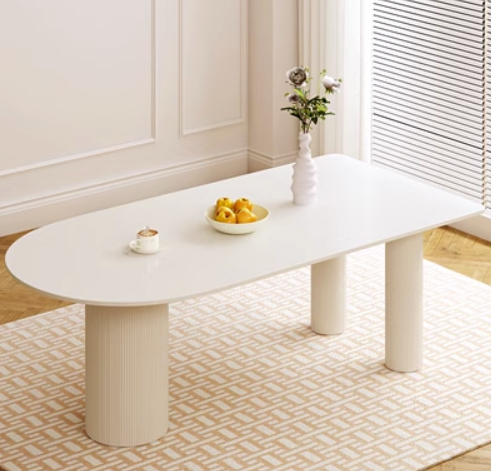 Popular French style small apartment cream style slate dining table (white) (size: 180*90*75CM)