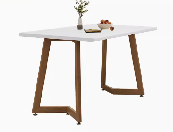 Popular simple V-shaped square dining table (wood white) (size: 120*60CM)