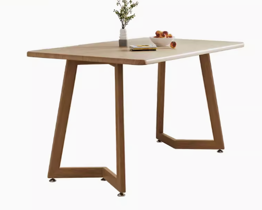 Popular simple V-shaped square dining table (raw wood grain) (size: 120*80CM)