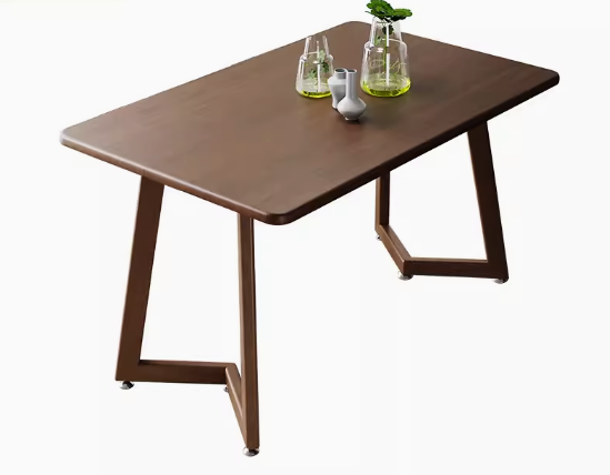 New simple V-shaped square dining table (walnut pattern) (size: 140*80CM)