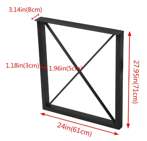 New iron table legs, table brackets, hardware furniture legs (black, 70*60cm)