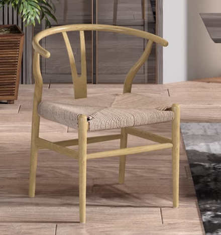 New iron imitation wood grain Taishi chair (original wood grain light rope cushion) (size: 71*48*45CM)