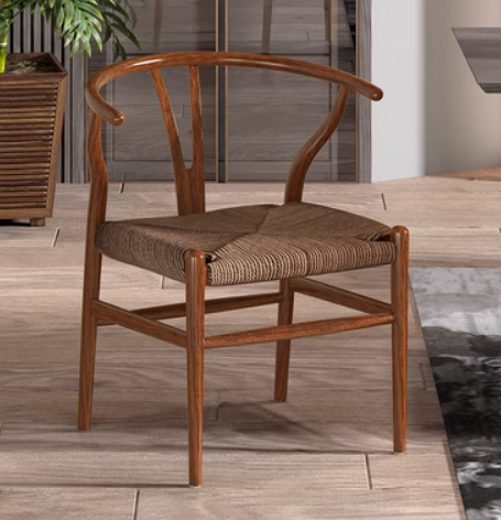 New iron imitation wood grain Taishi chair (rosewood grain brown rope cushion) (size: 71*48*45CM)
