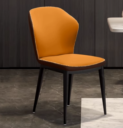 New light luxury backrest and durable PU leather soft chair (orange) (size: 49*48*84CM)