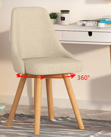 New Nordic style fashionable swivel dining chair (off-white/latex cushion) (size: 42*42*82CM)