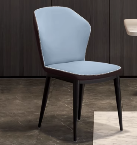 New light luxury backrest and durable PU leather soft chair (light blue) (size: 49*48*84CM)