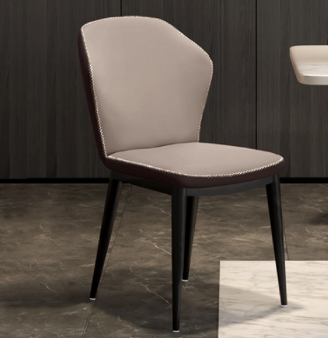 New light luxury backrest and durable PU leather soft chair (grey) (size: 49*48*84CM)